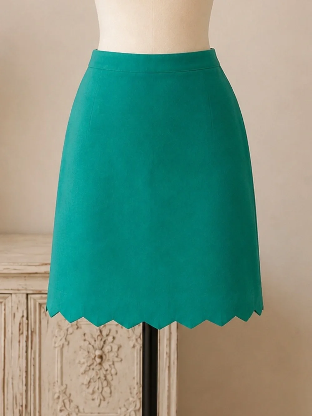 J. Crew Teal Scalloped Hem A-Line Skirt